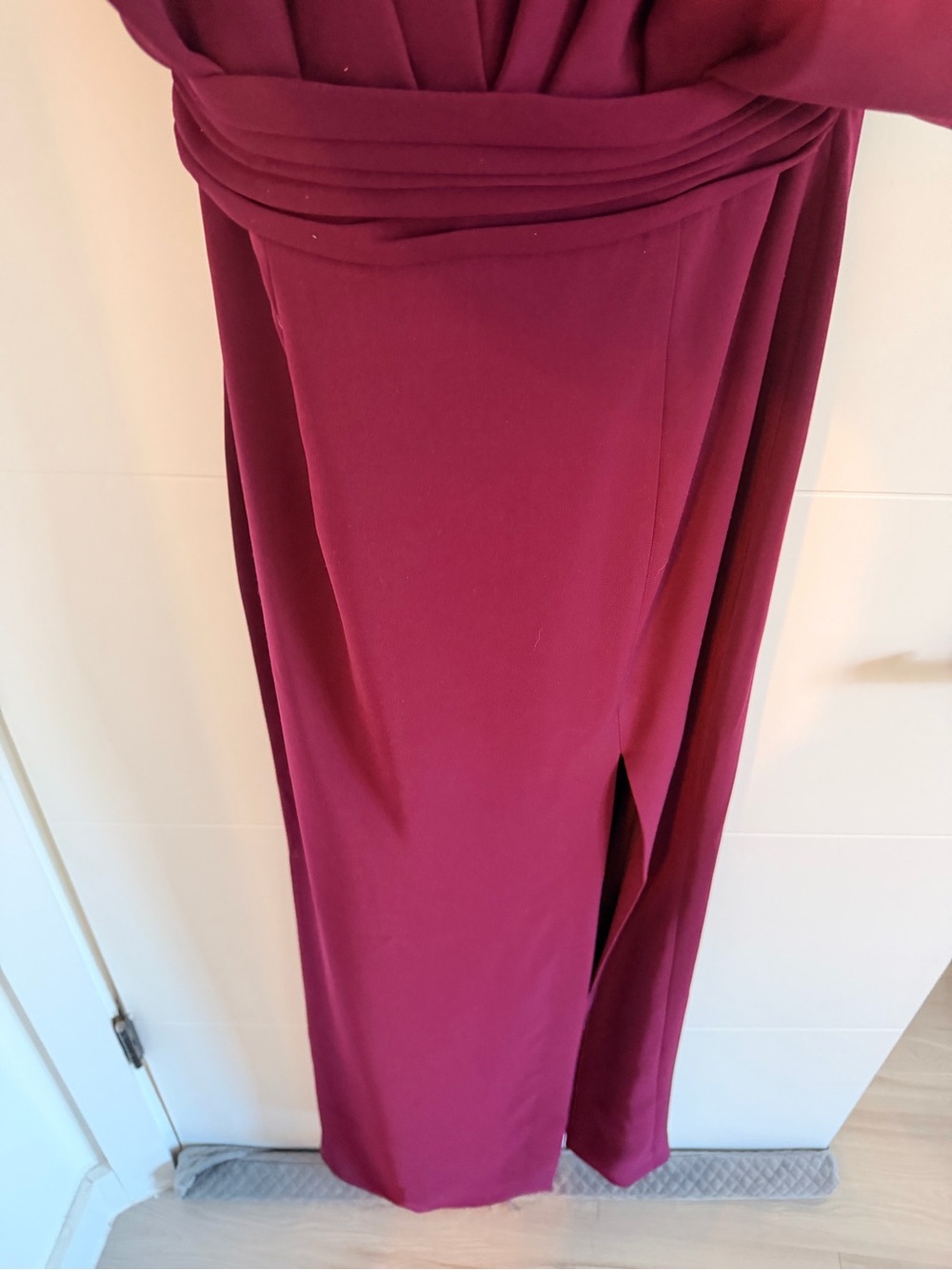 Club L London Set the Bar Strapless Sculpted Bodice Evening Gown in Deep Plum - Picture 4 of 7
